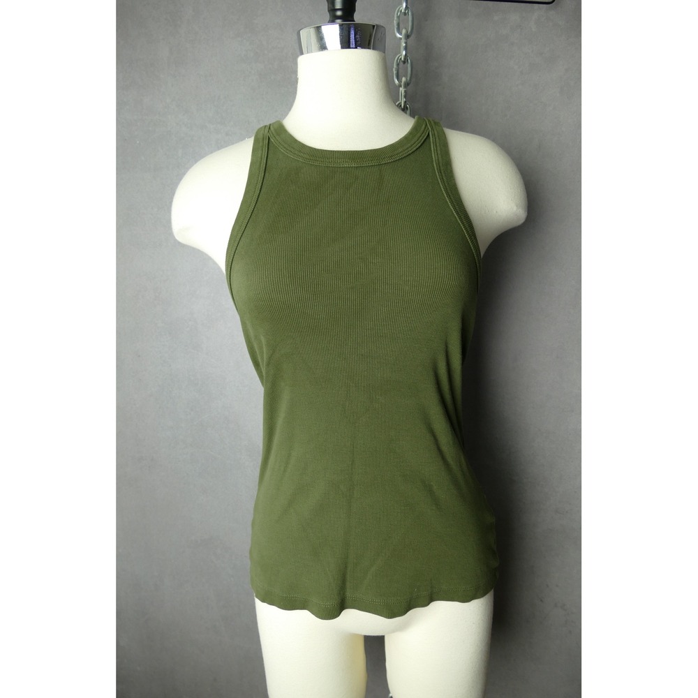 MOTHER Move It‎ Ribbed Tank Top Olive Green Racerback Size Small